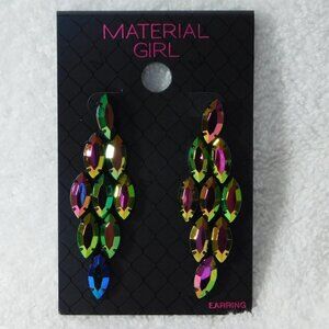material Girl Black-Tone Colorful Bead Diamond-Shaped Drop Earrings